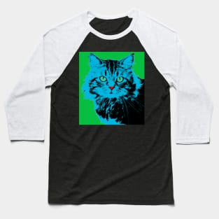 CAT POP ART BLUE GREEN Baseball T-Shirt